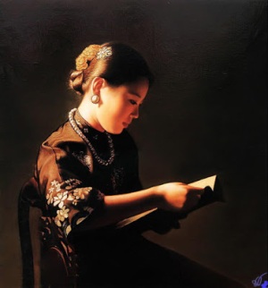 Woman Reading Painting